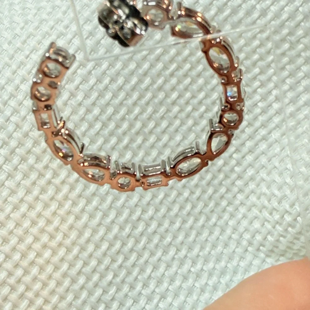 Eliot Danori Sparkling Silver Crystal Hoops - Picture 6 of 8